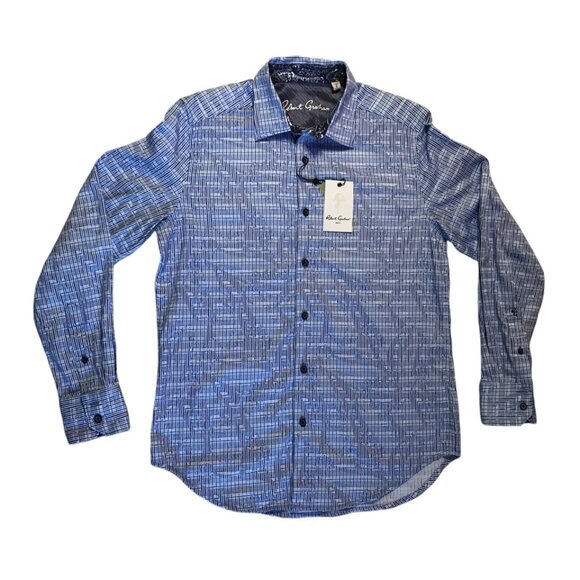 Robert Graham Mens Small Blue Geometric Woven Button Up Dress Shirt NWT - Picture 2 of 10
